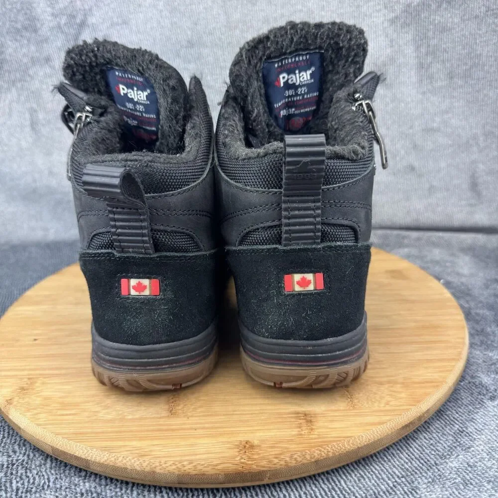 Pajar Boots Womens Size 8-8.5 Black Pajar-Tex Waterproof Faux Fur Side Zip EU 39